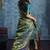Handloom silk blend green weaving saree