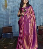 Handloom silk blend purple weaving saree