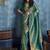 Handloom silk blend turquoise weaving saree