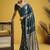 Dark teal handloom satin saree with weaving work