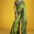 Green handloom silk blend saree with weaving work