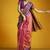 Peach handloom silk blend saree with weaving work
