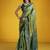 Green handloom silk blend saree with weaving work