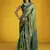 Green handloom silk blend saree with weaving work