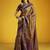 Brown handloom silk blend saree with weaving work