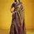 Brown handloom silk blend saree with weaving work