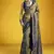 Grey handloom silk blend saree with weaving work