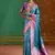 Aqua blue weaving handloom silk blend saree
