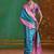 Aqua blue weaving handloom silk blend saree