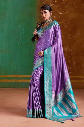 Lavender weaving handloom silk blend saree