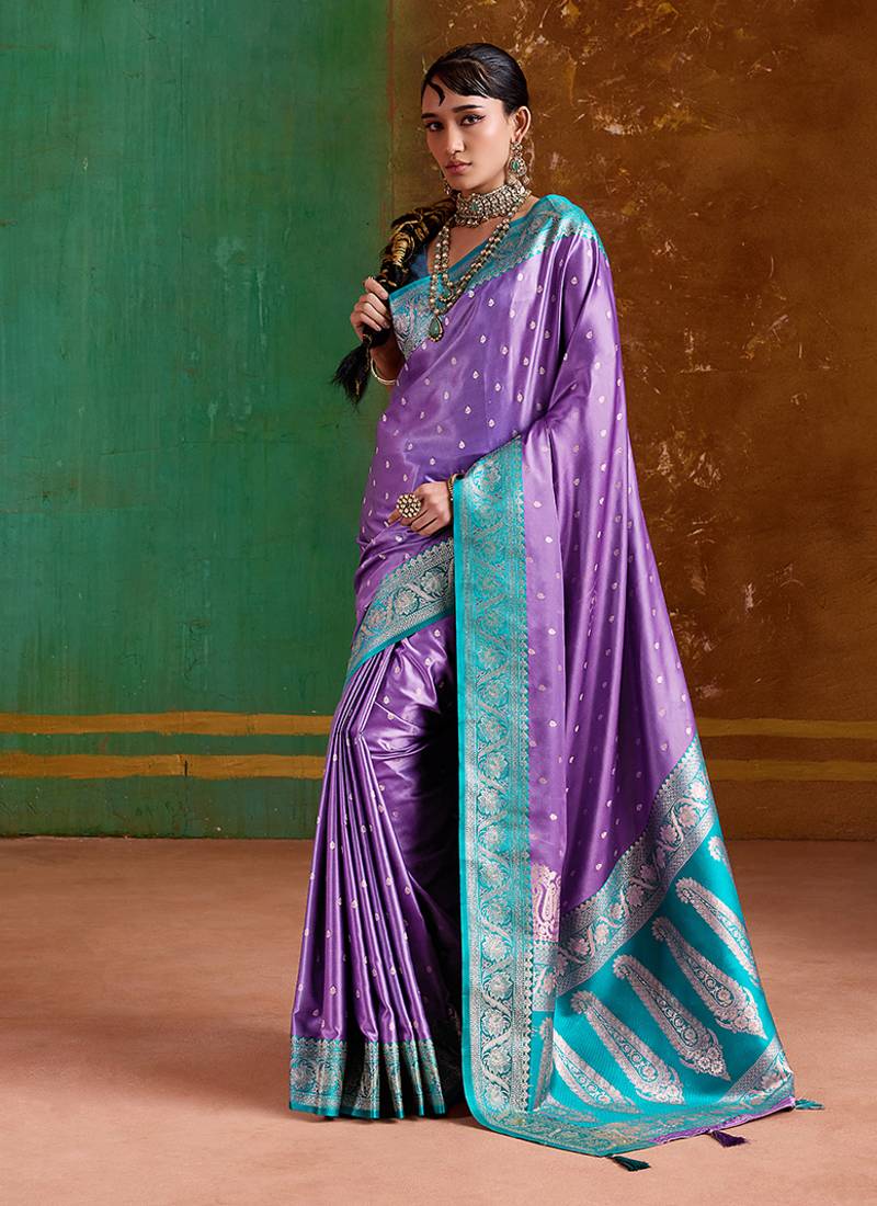 Lavender weaving handloom silk blend saree
