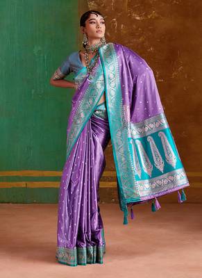 Lavender weaving handloom silk blend saree 2