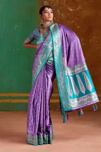 Lavender weaving handloom silk blend saree