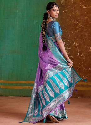 Lavender weaving handloom silk blend saree 3