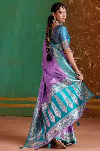 Lavender weaving handloom silk blend saree