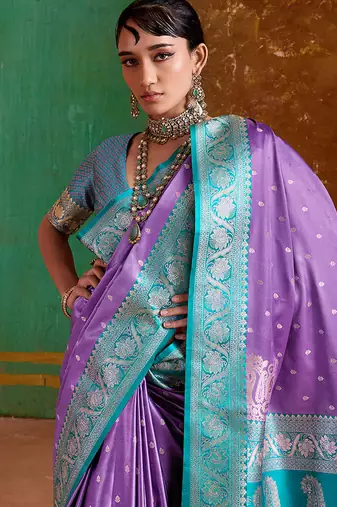 Lavender weaving handloom silk blend saree