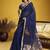 Handloom silk blend weaving navy blue saree