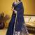 Handloom silk blend weaving navy blue saree