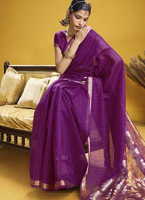 Handloom silk blend weaving purple saree 2