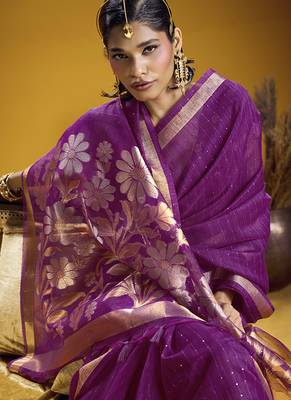 Handloom silk blend weaving purple saree 4