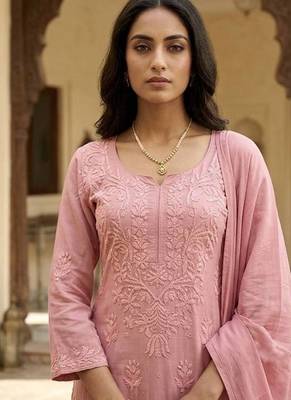 pink designer fabric stitching palazzo set category 2