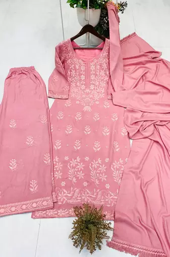 pink designer fabric stitching palazzo set category