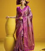 Handloom silk blend weaving saree in multi colour