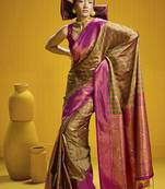 Handloom silk blend weaving saree in multi colour