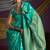 Turquoise handloom silk blend weaving saree