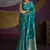 Teal handloom silk blend weaving saree