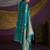 Teal handloom silk blend weaving saree