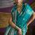Teal handloom silk blend weaving saree