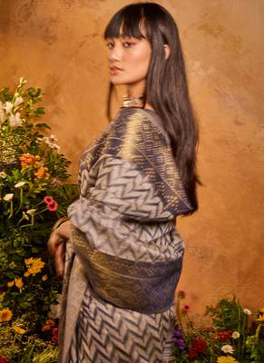 Weaving handloom viscose cotton navy blue saree 4