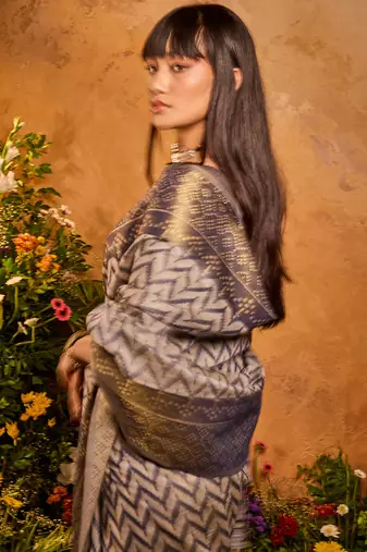 Weaving handloom viscose cotton navy blue saree
