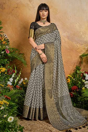Weaving handloom viscose cotton black saree