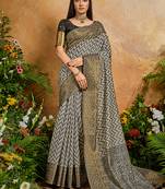 Weaving handloom viscose cotton black saree