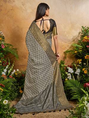 Weaving handloom viscose cotton black saree 3