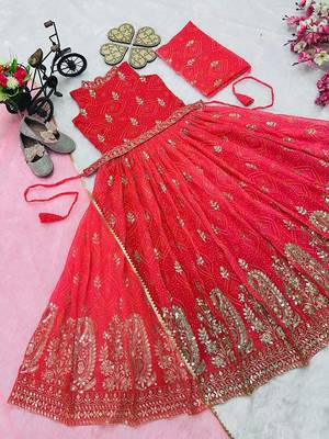 Heavy fox georgette with embroidered work kids fancy gown 3