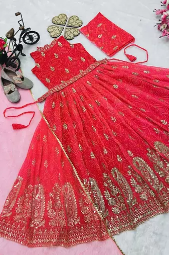 Heavy fox georgette with embroidered work kids fancy gown