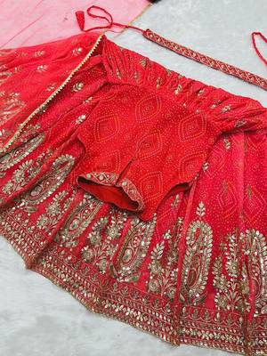 Heavy fox georgette with embroidered work kids fancy gown 4