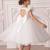 White embellished net party wear fit & flare girls dress