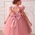 Pink embellished net party wear fit & flare girls dress