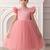 Pink embellished net party wear fit & flare girls dress