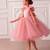 Pink embellished net party wear fit & flare girls dress