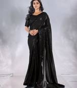 Pure georgette embellished sequinned party wear saree