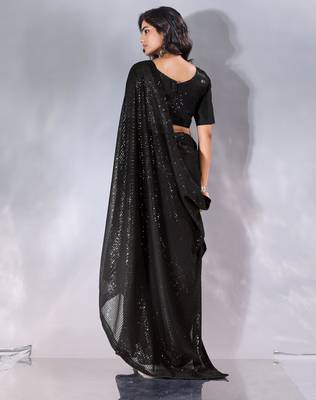 Pure georgette embellished sequinned party wear saree 3