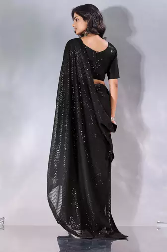 Pure georgette embellished sequinned party wear saree