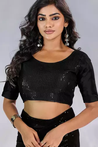 Pure georgette embellished sequinned party wear saree
