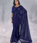Pure georgette embellished sequinned party wear saree
