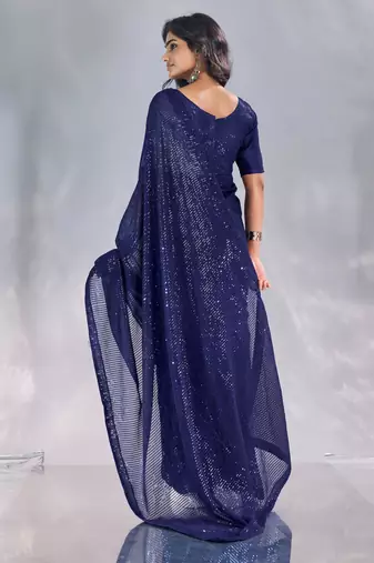 Pure georgette embellished sequinned party wear saree